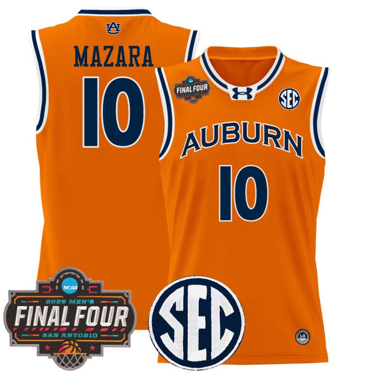 Men Auburn Tigers #10 Mazara orange 2025 Final Four Patch Lightweight  NCAA Jersey
